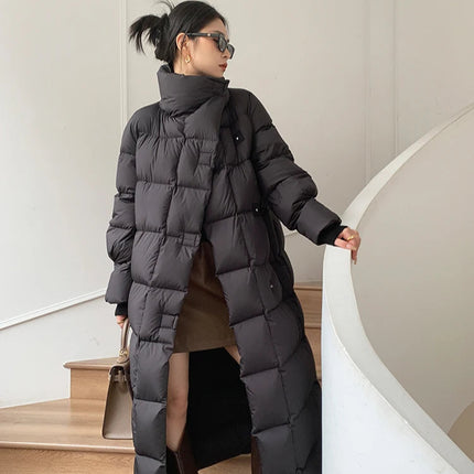 Luksus Lang Dunjakke für Damen – Übergroßer Puffer mit hohem Hals | Winter 2023