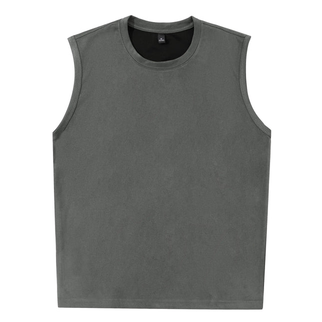 Ermeløs Topp til Herre – Faux Suede Singlet i Løs Vintage Stil