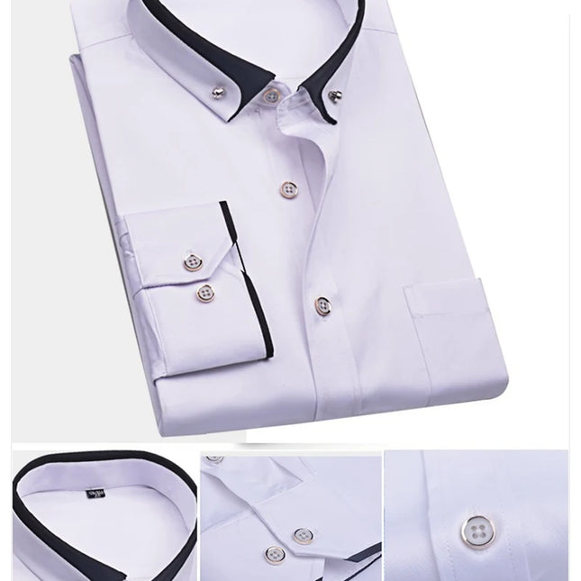 Formell Herreskjorte med Lange Ermer – Perfekt for Bryllup og Fest, Tilgjengelig i Store Størrelser (Opp til 14XL)
