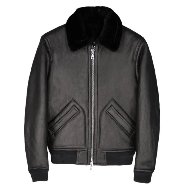Eksklusiv Herrejakke i Ekte Skinn & Saueskinnspels – Varm Pilotjakke i Luksuskvalitet | Vinterfrakk