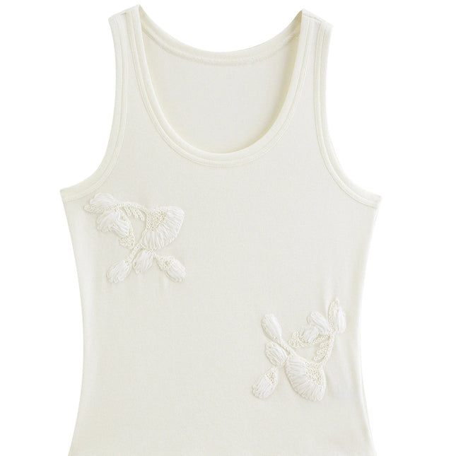 Strikket Camisole til Dame med 3D-Blomster – Elegant Sommertopp