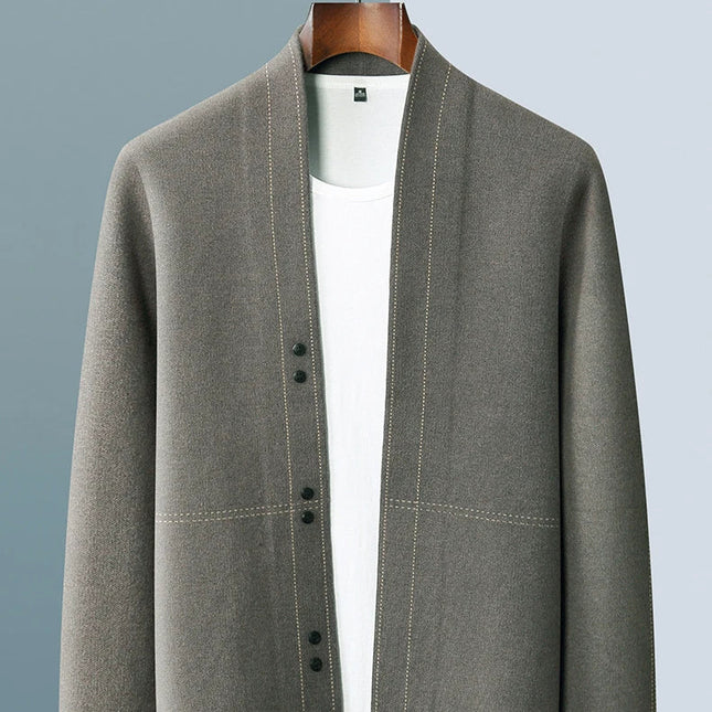 Herre Strikket Ulljakke – Varm Business Cardigan i Kasjmirblanding