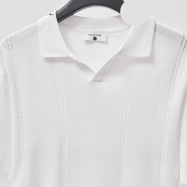 Sommer Polo T-skjorte til Herre – V-hals, Slim Fit & Britisk Stil