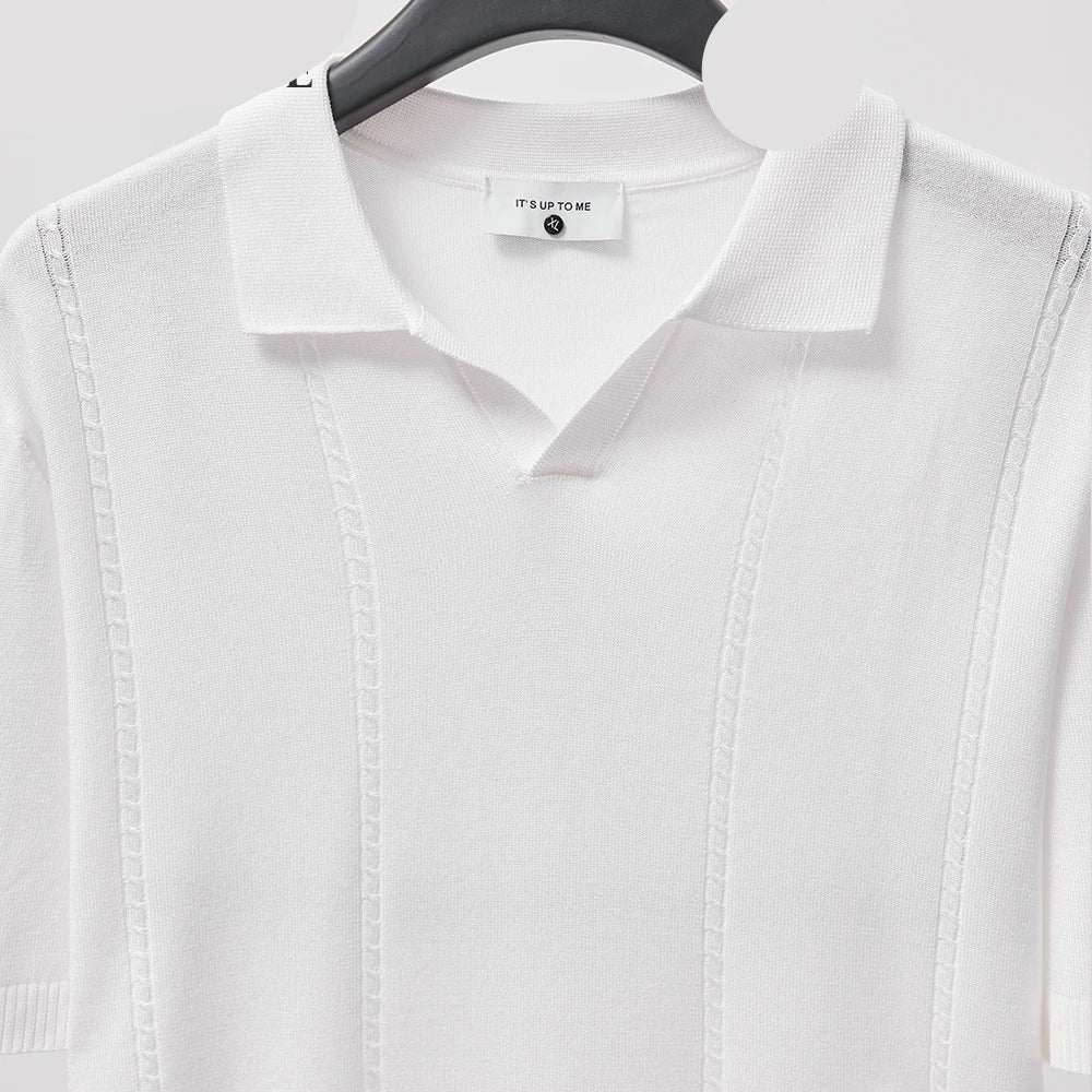 Sommer Polo T-skjorte til Herre – V-hals, Slim Fit & Britisk Stil