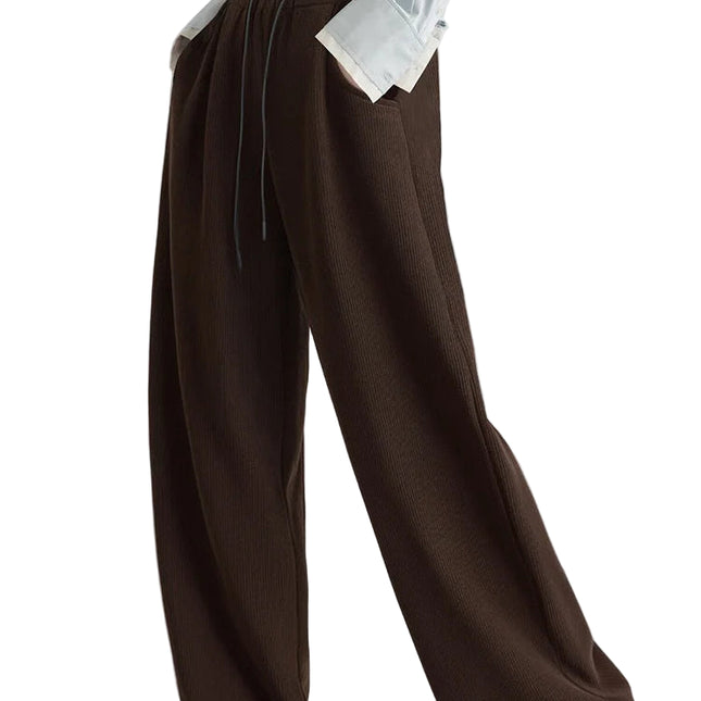 Vinterbukser i Kordfløyel for Kvinner – Mørk Brun med Tykt Fleecefôr | Høyt Liv og Løs Passform for Varm Komfort