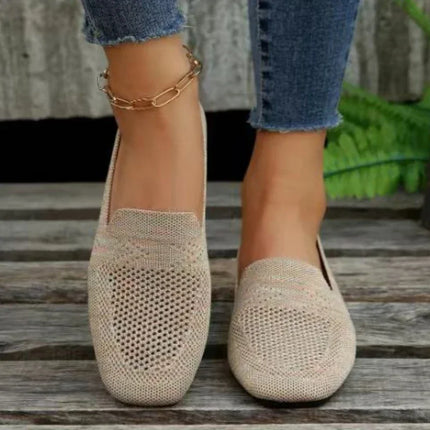 Kvadrattå Mesh Ballerinasko for Dame – Pustende, Myke Slip-on Flats med Strikket Design (2024)