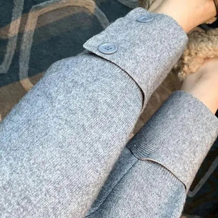 Strikkede Haremsbukser for Kvinner – Tykk og Varm Høytlivsmodell | Koreansk Baggy Stil til Høst og Vinter