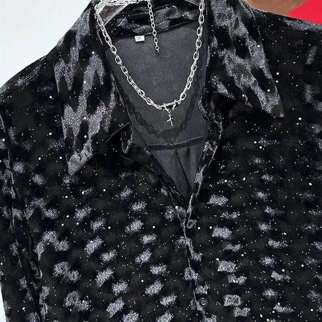 Fløyelsskjorte for Menn – Ensfarget og Trendy Design | Elegant og Varm Skjorte til Høst og Vinter 2024