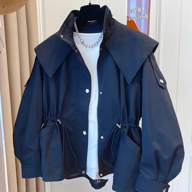 Kort Trenchjakke for Dame – Elegant Kort Jakke med Party-Design og Lange Ermer | Koreansk Vintage Stil & Komfortabel Passform