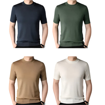 Kortermet T-skjorte med Halvhøy Hals – Strikket og Allsidig Sommertopp for Herre