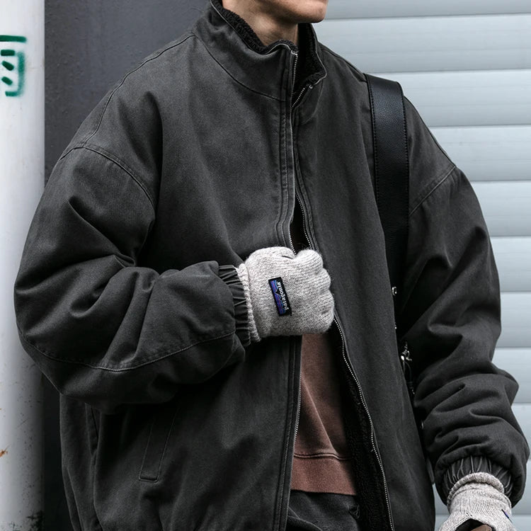 Japansk Vintage Polarfleece Jakke – Herre Vinterjakke | Løs Passform & Streetwear Stil