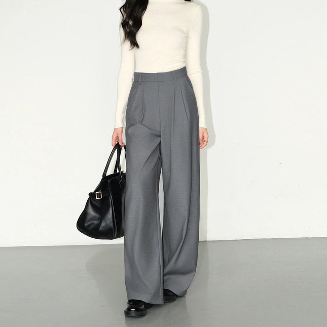 Vide Dressbukser for Dame – Høyt Liv & Elegant Snitt | Løse Kontorbukser med Flytende Fall til Høst 2025