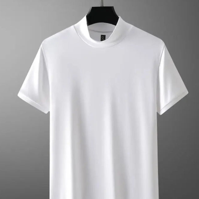 Klassisk Y2K Turtleneck T-skjorte for Herre – Kortermet Streetwear i Myk Modal