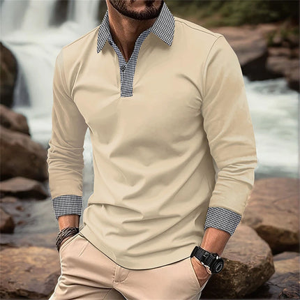 Langermet Poloskjorte for Menn – Pustende og Lett T-skjorte med Krage | Elegant og Komfortabel til Vår og Høst