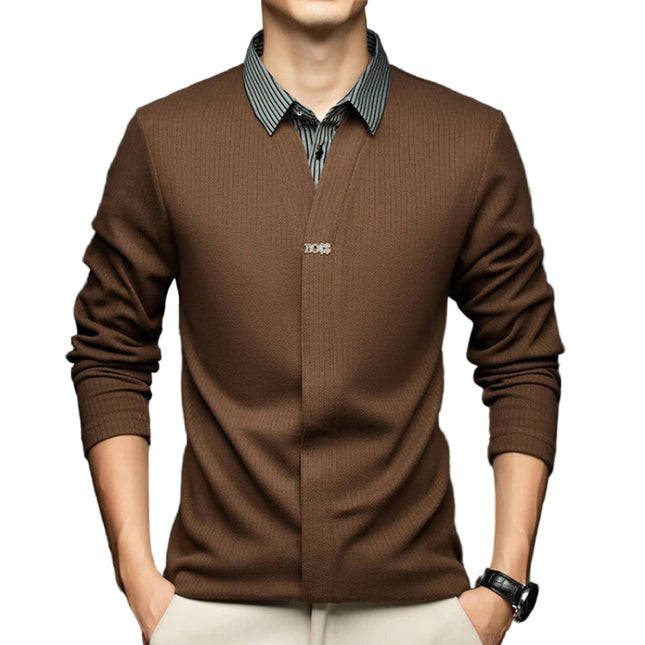 Herregenser med Skjortekrage – Strikket Langermet Genser til Høst og Vinter | Elegant og Komfortabel Topp i Klassisk Stil