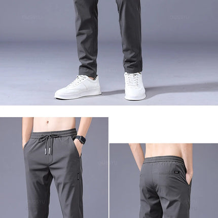 Tynne Herrebukser til Vår og Sommer – Grønn, Ensfarget med Applikasjonsdetaljer og Lommer