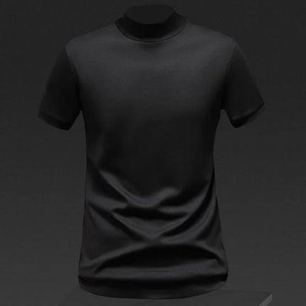 Klassisk Y2K Turtleneck T-skjorte for Herre – Kortermet Streetwear i Myk Modal