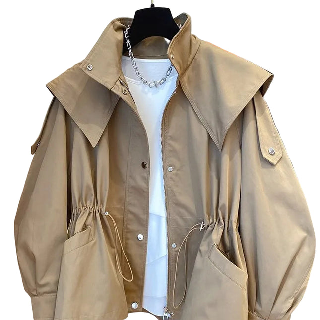 Kort Trenchjakke for Dame – Elegant Kort Jakke med Party-Design og Lange Ermer | Koreansk Vintage Stil & Komfortabel Passform