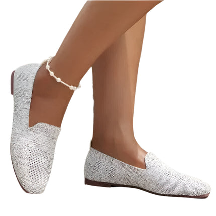 Kvadrattå Mesh Ballerinasko for Dame – Pustende, Myke Slip-on Flats med Strikket Design (2024)