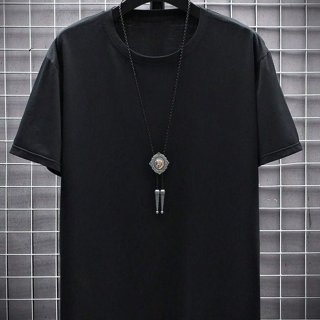 Oversized T-skjorte for Herre – Streetwear i Bomull med Print, Kort Erm og Løs Passform