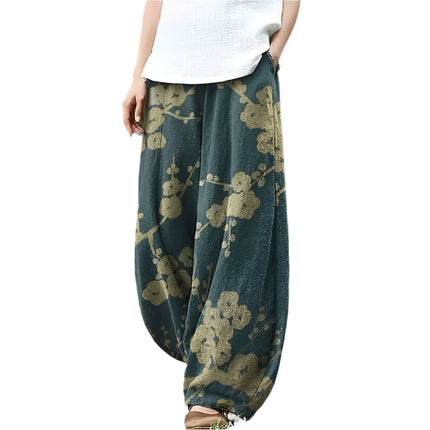 Bohemske Vide Bukser med Japansk Kunst – Retro Harajuku-stil med Havskilpadde og Bølgedesign