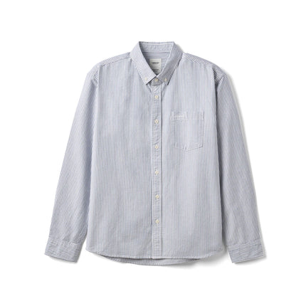 Klassisk Stripet Skjorte for Menn – Oversized Oxford Skjorte i 100 % Bomull | Smart Casual Stil til Høst og Vinter 2025