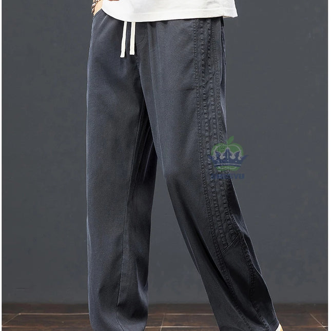 Sommerbukser for Herre i Lyocell – Løse, Vide Joggebukser med Elastisk Midje (opp til 5XL)