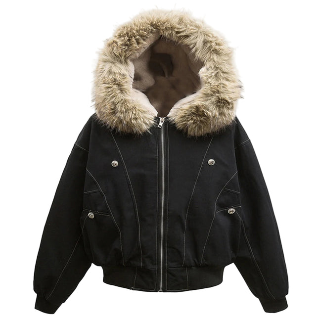 Vinterjakke for Herre med Fuskepelskrage – Tykk, Foret Parkas i Streetwear-stil | Varm Harajuku-inspirert Jakke til Kuldesesongen