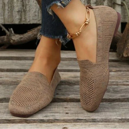 Kvadrattå Mesh Ballerinasko for Dame – Pustende, Myke Slip-on Flats med Strikket Design (2024)