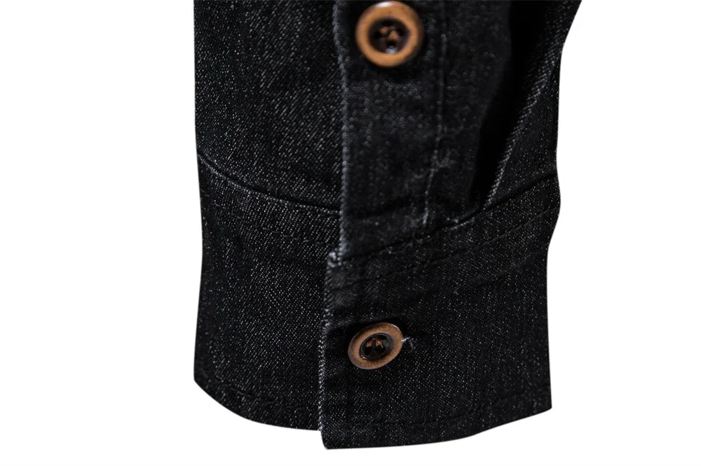 Slim Fit Denimskjorte for Herre – Elastisk Bomull og Klassisk Cowboy-stil med Moderne Passform