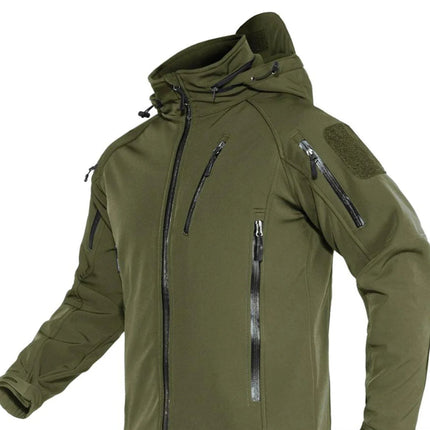 Softshell Jakke med Hette – Vanntett & Vindtett | Varm Fleecefôret Herrejakke til Tur & Hverdag