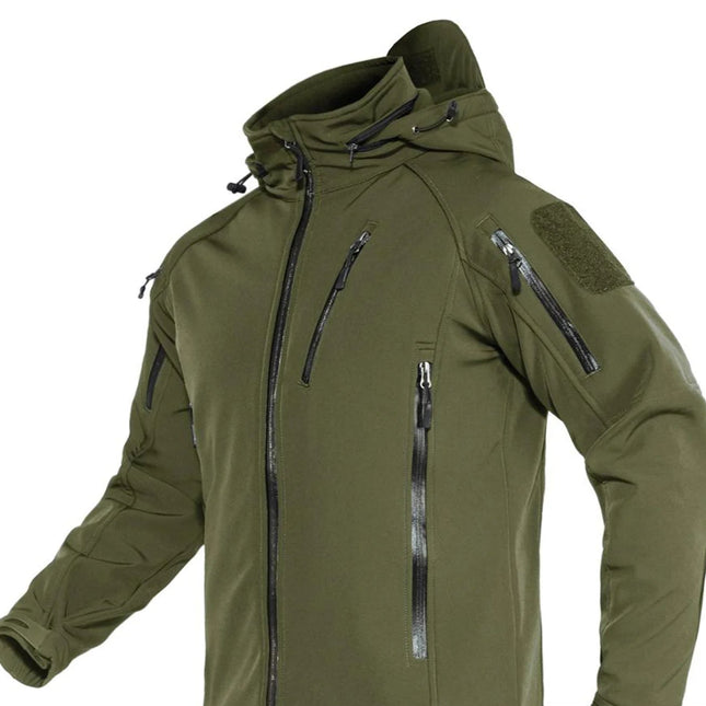 Softshell Jakke med Hette – Vanntett & Vindtett | Varm Fleecefôret Herrejakke til Tur & Hverdag