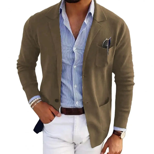 Herre Blazer – Klassisk Ensfarget Dressjakke | Business Casual med Jakkeslag & Lommer