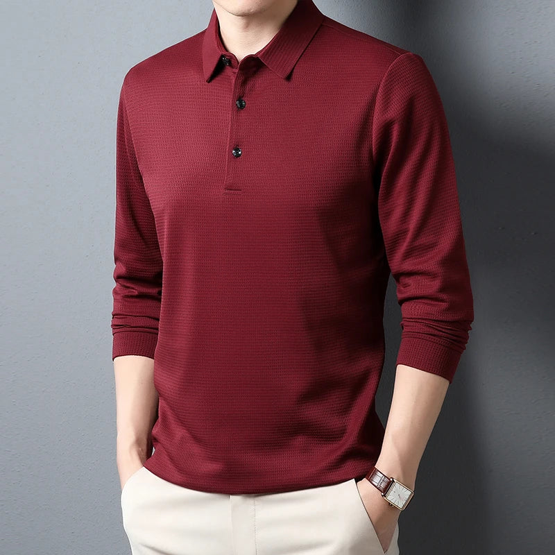 Herre Polo Langermet T-skjorte – Stilren Business Casual Top