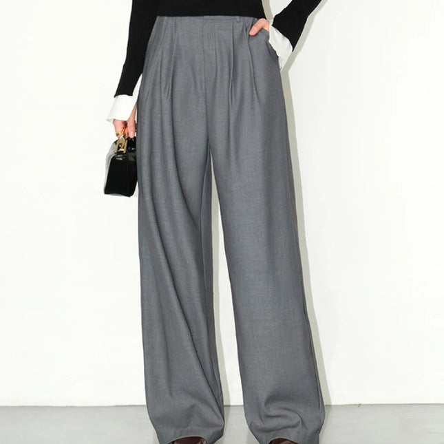 Vide Dressbukser for Dame – Høyt Liv & Elegant Snitt | Løse Kontorbukser med Flytende Fall til Høst 2025