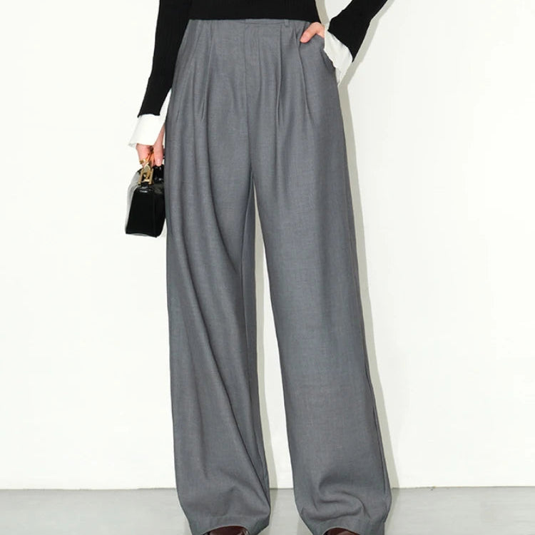 Vide Dressbukser for Dame – Høyt Liv & Elegant Snitt | Løse Kontorbukser med Flytende Fall til Høst 2025