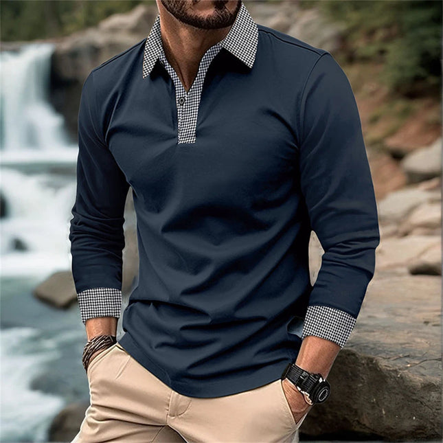 Langermet Poloskjorte for Menn – Pustende og Lett T-skjorte med Krage | Elegant og Komfortabel til Vår og Høst