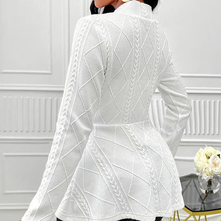 Elegant Dameblazer – Tykk Jacquard Jakke til Høst og Vinter