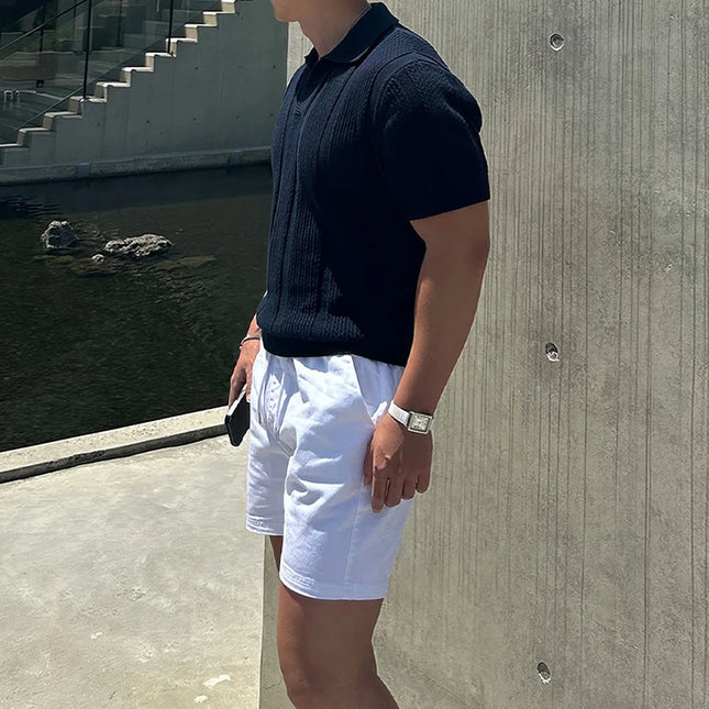 Sommer Polo T-skjorte til Herre – Slim Fit Strikket Mesh, Kortermet