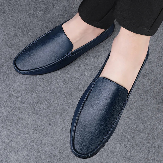 Herre Loafers i Ekte Skinn – Håndlagde Slip-on Mokasiner med Myk Såle