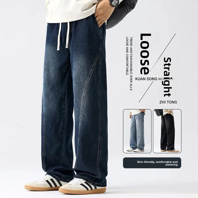 Retro Herrejeans – Løse, Rette Bukser i Amerikansk Stil | Casual Denim Bukser til Vår og Høst (2025)