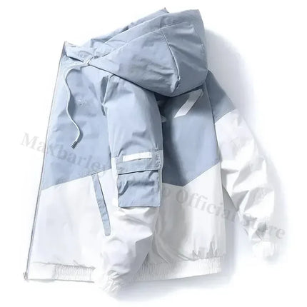 Herrejakke – Koreansk Streetwear Stil, Lett Vårjakke med Hette