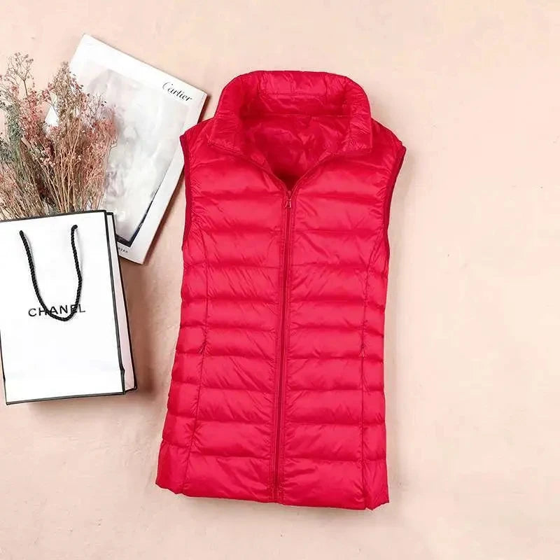 Dame Dunvest – Ultralett & Varm i Hvit Andedun | Puffer Vest Høst/Vinter 2025 (opptil 8XL)