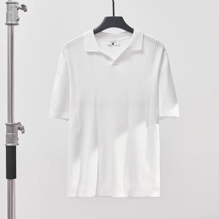 Sommer Polo T-skjorte til Herre – V-hals, Slim Fit & Britisk Stil