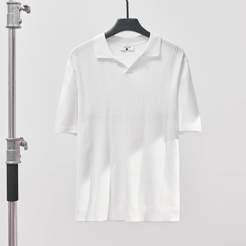 Sommer Polo T-skjorte til Herre – V-hals, Slim Fit & Britisk Stil