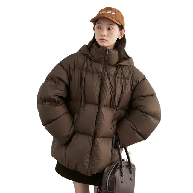 Dunjakke for Dame – 90% Hvit Andedun | Løs, Lett og Varm Hettejakke til Høst & Vinter 2024