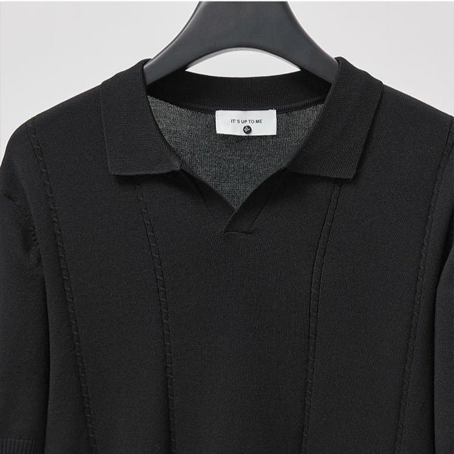 Sommer Polo T-skjorte til Herre – V-hals, Slim Fit & Britisk Stil