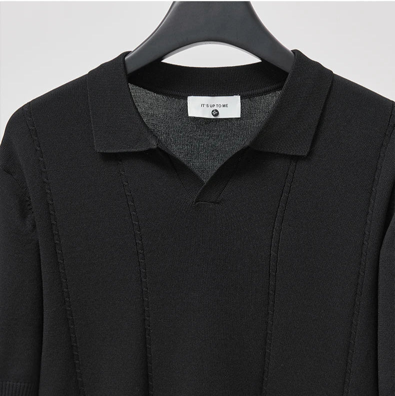 Sommer Polo T-skjorte til Herre – V-hals, Slim Fit & Britisk Stil