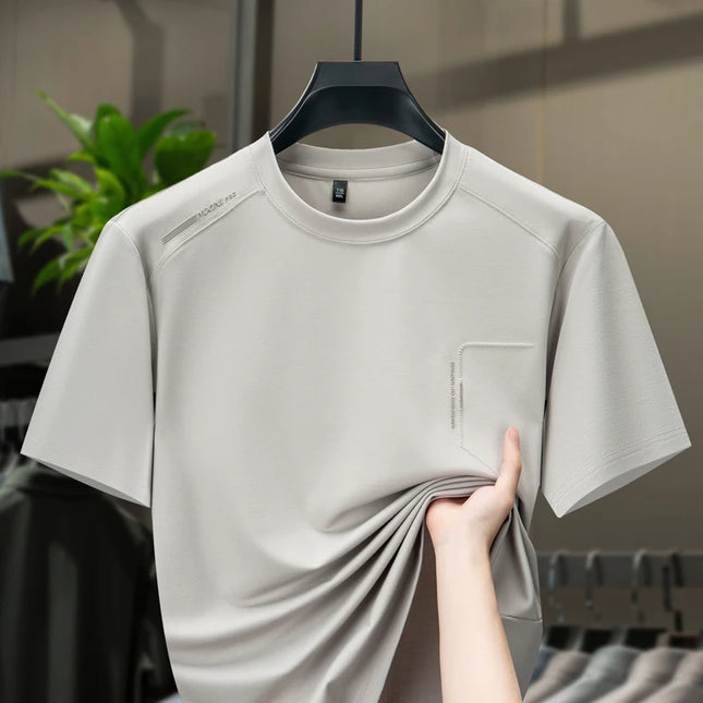 Sommer T-skjorte for Herre – Ensfarget Rund Hals | Komfortabel, Pustende og Elegant i Koreansk Stil