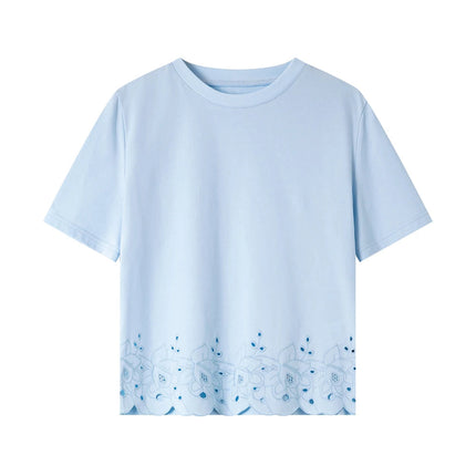 Basic T-skjorte til Dame – Med Brodert Hem & Elegant Hverdagsstil